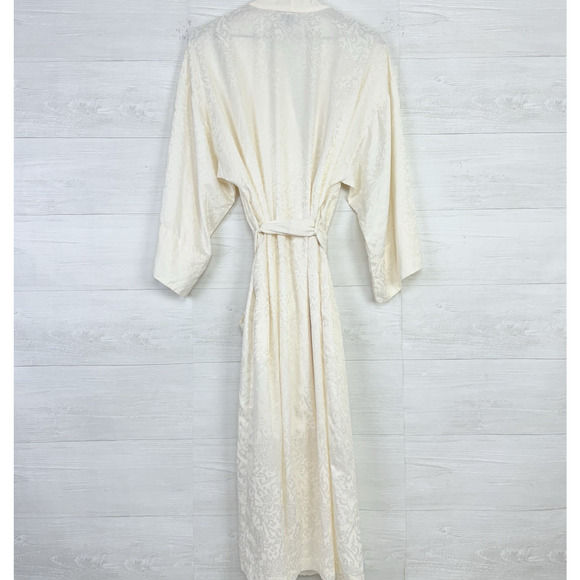 Natori Jacquard‎ Satin Womens Robe Size Medium Ivory Kimono Belted Sleepwear - Picture 7 of 16